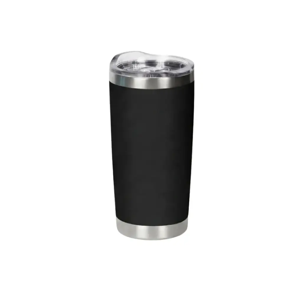 Vaso termico tipo Yeti negro de 20 oz de acero inoxidable con tapa transparente