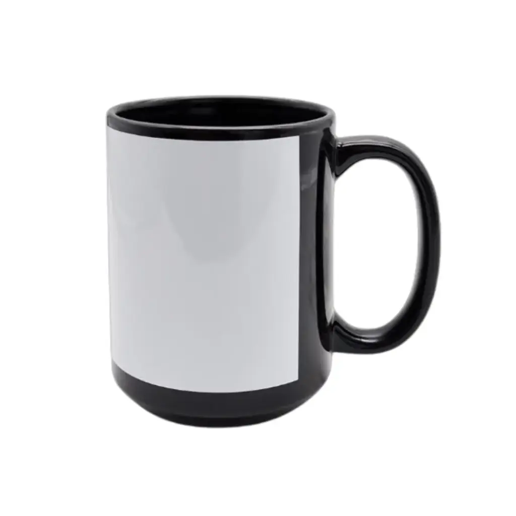 Taza de Cerámica Negra con Ventana Blanca para Sublimar (11 oz) - Calidad Premium