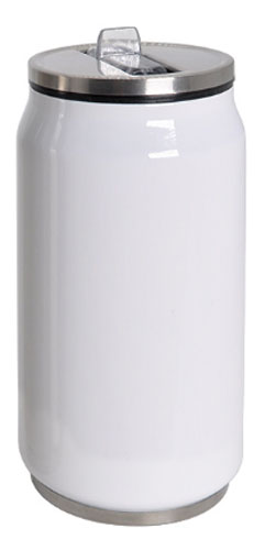 [SFS-MG64-W] Lata Blanca de Acero Inoxidable con Pajilla de 12 oz para Sublimación